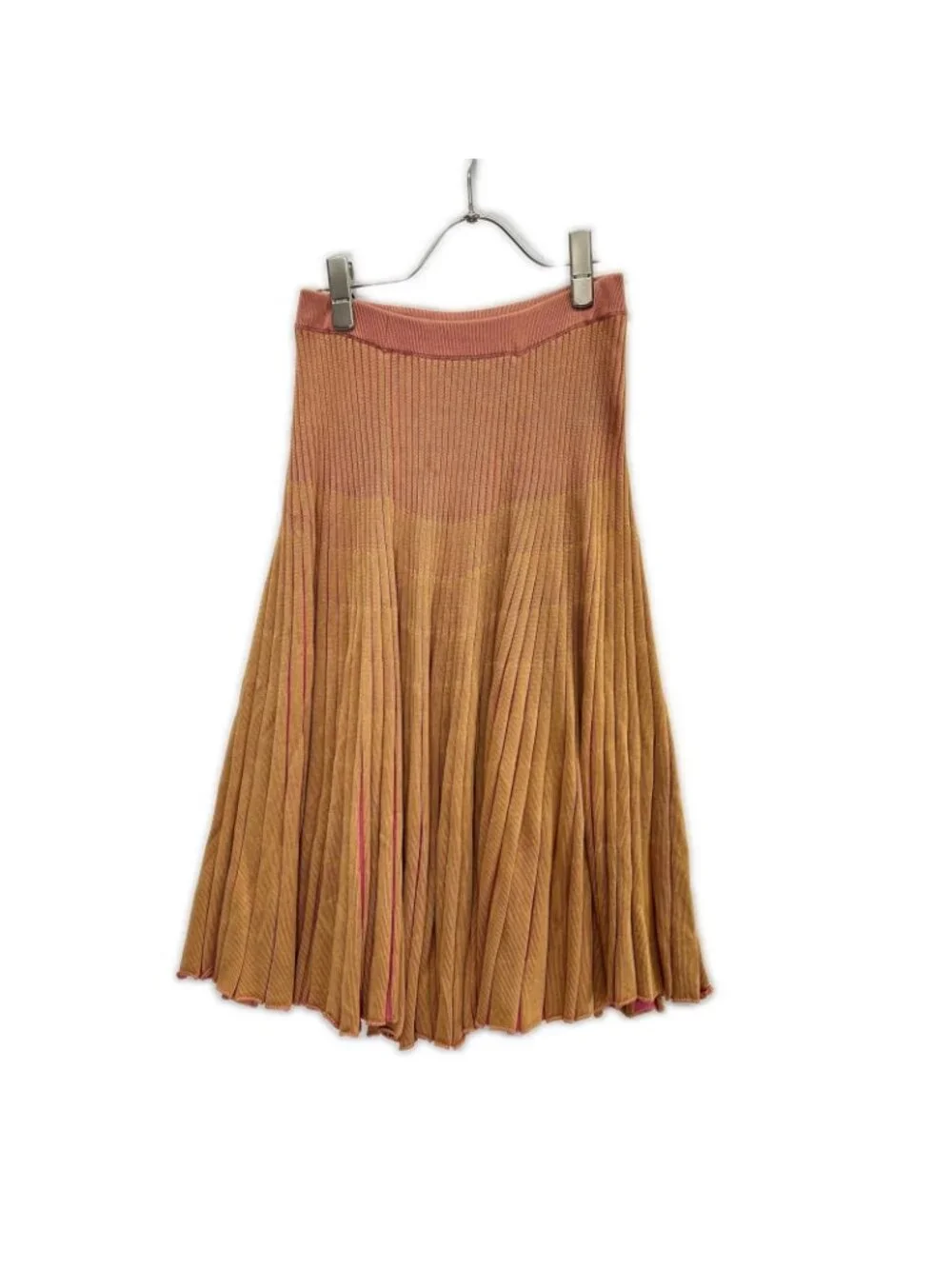 Gucci Lovelight Love Light Beige Pink Rayon Rib Knit Flare Midi Skirt XS